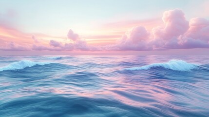 Fototapeta premium Peaceful ocean waves with pastel colors and soft reflections