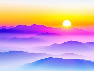 Fototapeta premium Sunrise Over Colorful Misty Mountains