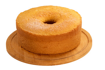 Traditional Brazilian Homemade Cake on Rustic Plate with Burlap Base In transparent Background