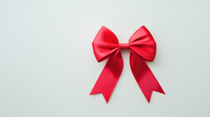 Red bow ribbon on a white background for a festive and decorative presentation