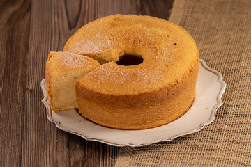 Traditional Brazilian Homemade Cake on Rustic Plate