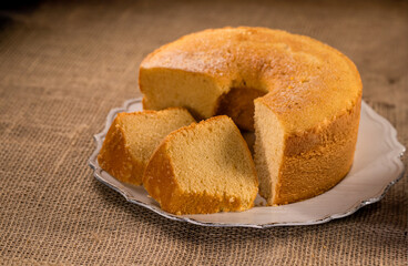 Traditional Brazilian Homemade Cake on Rustic Plate