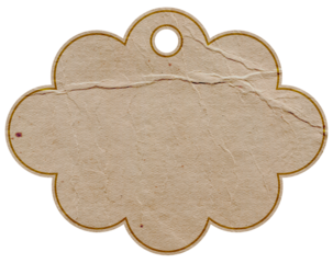 Old Kraft Paper Vintage Cardboard Gift Tag Stained Old Price Label Cloud Shape