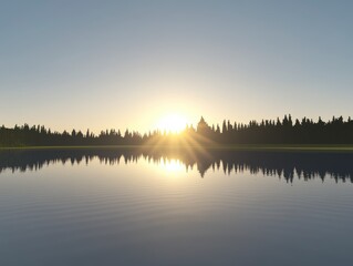 Obraz premium Serene Sunrise Over the Lake