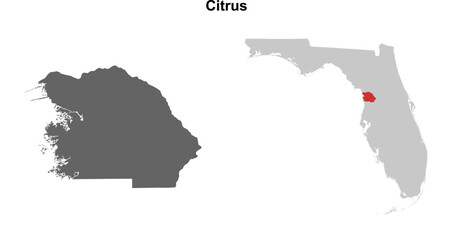 Fototapeta premium Citrus County (Florida) blank outline map set