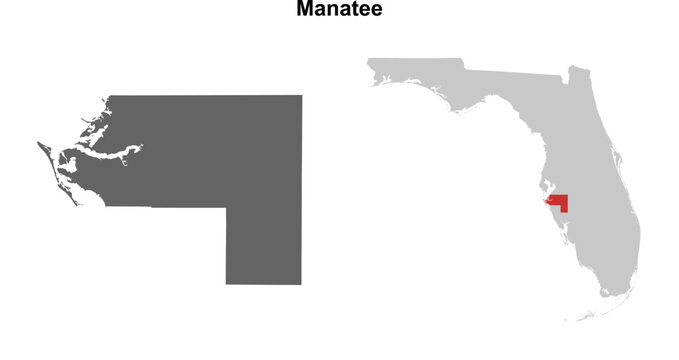 Manatee County (Florida) blank outline map set