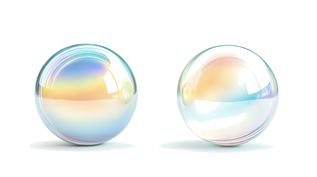 Iridescent Crystal Balls for Fortune-Telling on a Transparent Backdrop Generative AI