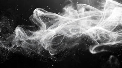 Layered wispy smoke with soft, falling snowflakes overlaid, creating a seamless blend of smoke dissolving into a gentle winter snowfall for an ethereal, serene effect