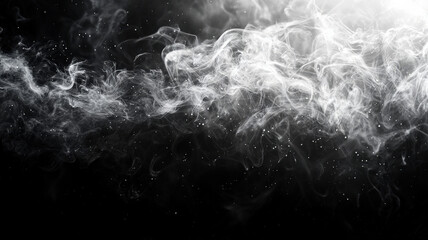 Layered wispy smoke with soft, falling snowflakes overlaid, creating a seamless blend of smoke dissolving into a gentle winter snowfall for an ethereal, serene effect