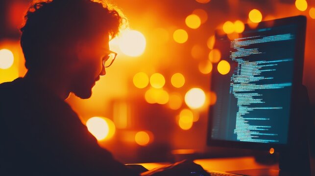 Programmer Coding at Night	