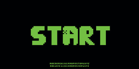 Vector Pixel Alphabet Font Set with Latin Letters
