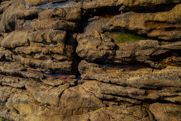 Wall stone nature at the A Coruña beach, perfect for wallpapers, background and home decoration