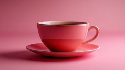 Fototapeta premium Pink Tea Cup and Saucer