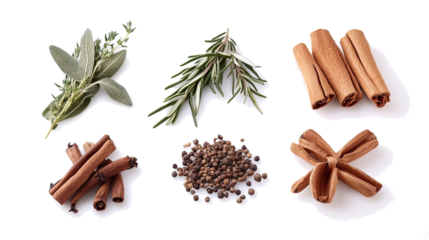 Organic Mediterranean Herbs and Spices on White Generative AI