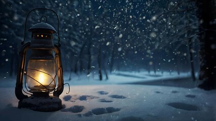 Lantern in the Snow