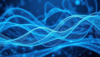 Futuristic blue waves create mesmerizing visual of quantum technology, showcasing intricate patterns and dynamic movement in digital landscape