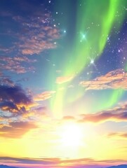 Fototapeta premium Aurora Borealis Sunrise Panorama