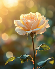 Rose Épanouie en Gros Plan avec Effet Bokeh