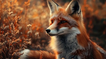 Fototapeta premium Red Fox in Autumnal Landscape