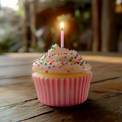 Birthday Cupcake with Candle