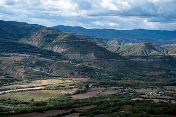 Fototapeta premium Views from the road that goes up to the village of Llimiana, Pallars Lluça, Lleida