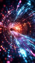 Obraz premium Bright Colorful Abstract Wallpaper with Swirling Vortex and Glowing Lights in a Cosmic Background