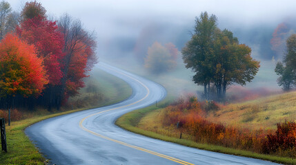 Fototapeta premium road in autumn forest