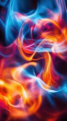 Fototapeta premium Vibrant abstract light swirls dynamic blue and orange fluid waves creating energetic patterns and movement in a lively modern art composition