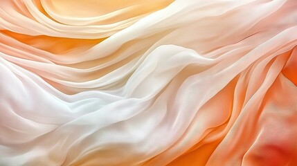 Obraz premium A white and yellow fabric with an orange stripe on the bottom of the image