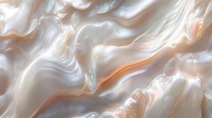 Close-up of a white mother of pearl shell with iridescent patterns.