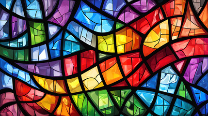 Colorful Stained Glass Wallpaper with Abstract Artistic Patterns and Vibrant Textures