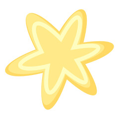 Vector six-pointed star in flat style isolated on white background. Star decoration for prints and cards. Hand drawn shining star in doodle style