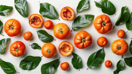 Orange Fruits with Green Leaves