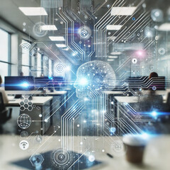 Abstract Depiction of AI and Machine Learning in Modern Business