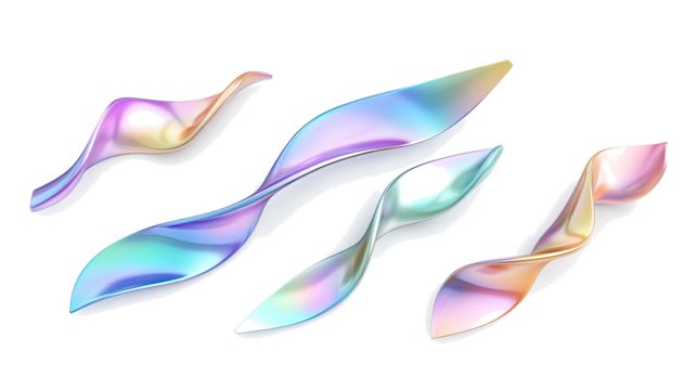 Colorful Metallic Glass Shapes Creating a Twisting Abstract Collection Generative AI