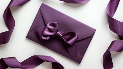 Purple Envelope with Satin Ribbon