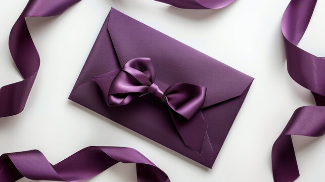 Purple Envelope with Satin Ribbon