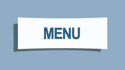 Menu. A card isolated on blue background.