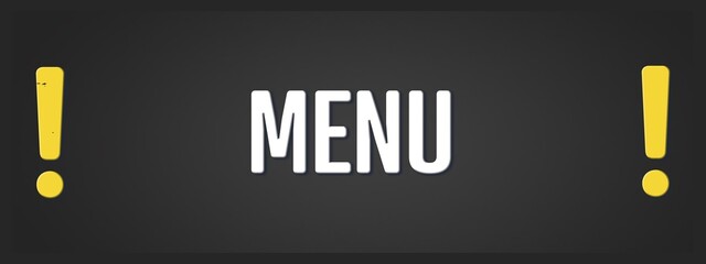 Menu. A blackboard with white text. Illustration with grunge text style.