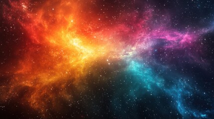 A vibrant cosmic nebula showcasing a mesmerizing blend of colors in the depths of space.