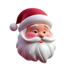 Blushing Santa Claus Emoticon 3D Cartoon Santa Head with Friendly Expression on White Background