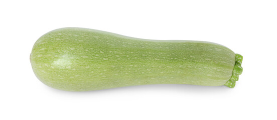 One fresh ripe zucchini isolated on white, top view
