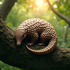 Obraz premium Curious Armadillo on a Branch