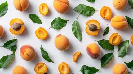 Apricots and Leaves Flatlay © harryaishi