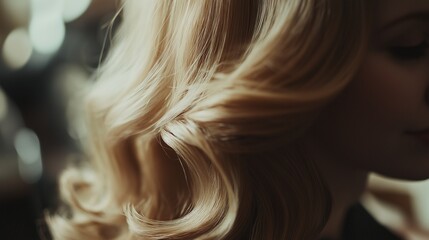 Naklejka premium Women long blonde hair. Hairdressing procedures, extension.