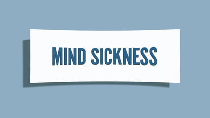 Mind sickness. A card isolated on blue background.