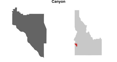 Canyon County (Idaho) blank outline map set