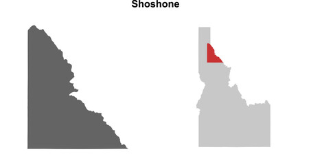 Shoshone County (Idaho) blank outline map set