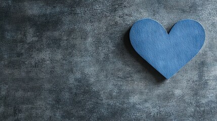   Blue heart-shaped paper on gray background for cards and brochures
