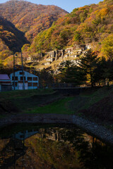 紅葉の頃の旧釜石鉱山